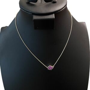 Kendra Scott Tess Purple Drusy Necklace Gold Druzy